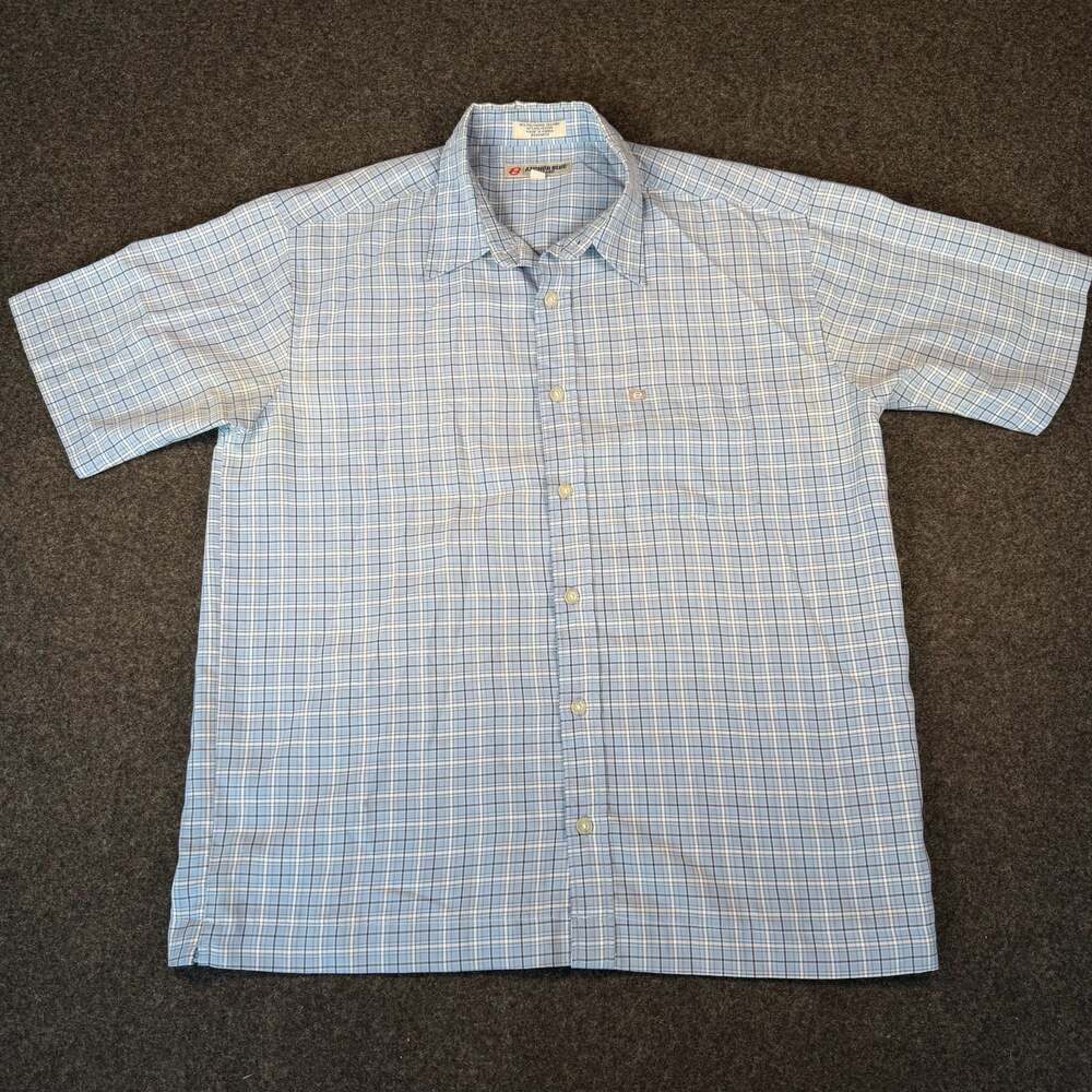 Anchor Blue Men's Short Sleeve Blue Plaid Button Down Shirt